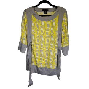 Margaret Frances Gray and Yellow Belted Top/Tunic Women's Size 10